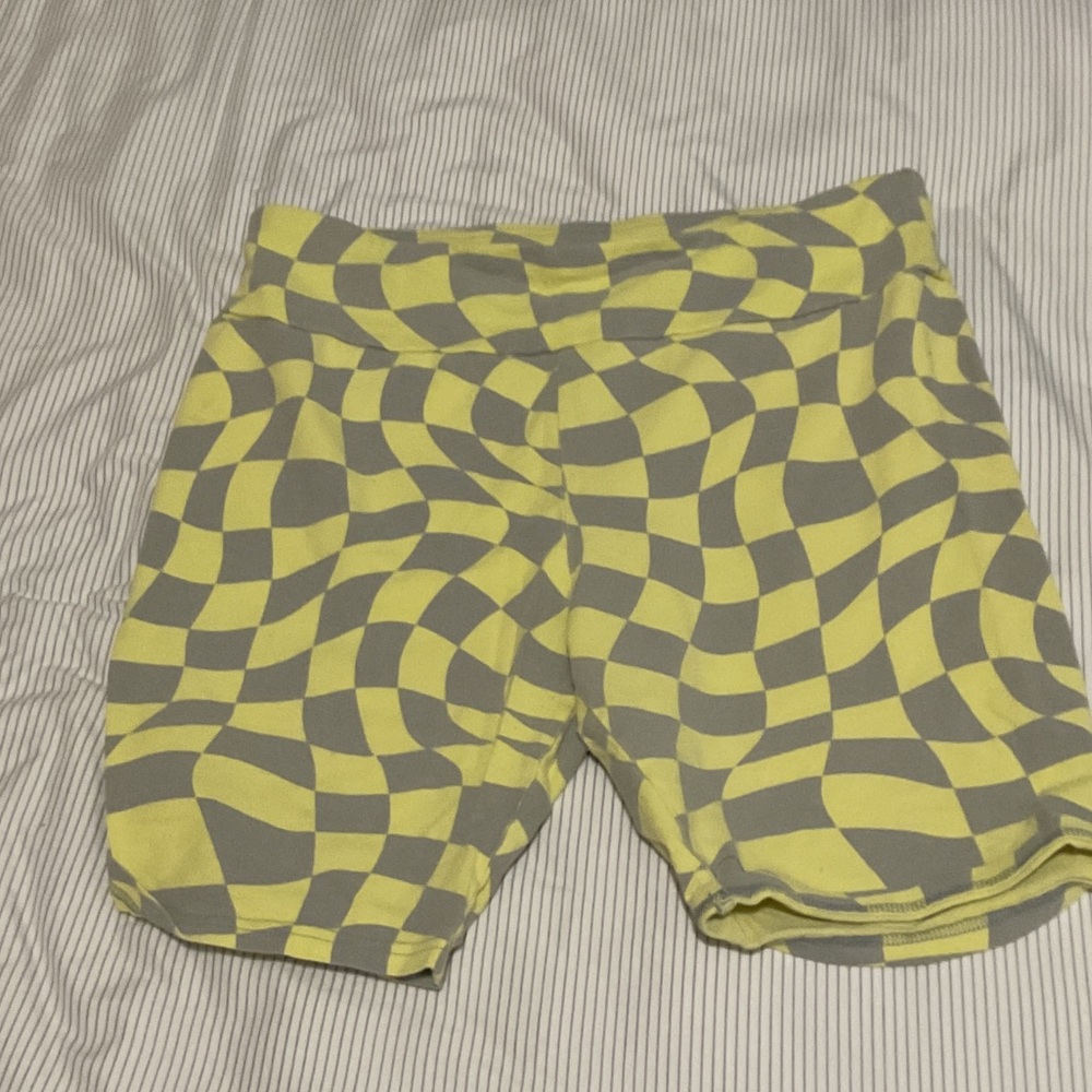 Wild Fable Yellow and Gray Patterned Bike Shorts